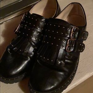 Black leather shoe-kids
